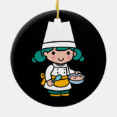 Chef/Baker Girl in Apron-kookkunst Keramisch Ornament (Achterkant)