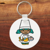 Chef/Baker Girl in Apron-kookkunst Sleutelhanger (Voorkant)