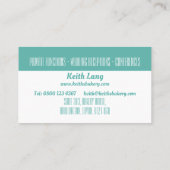 Chef Baker of Pastry Chef Professional Visitekaartje (Achterkant)