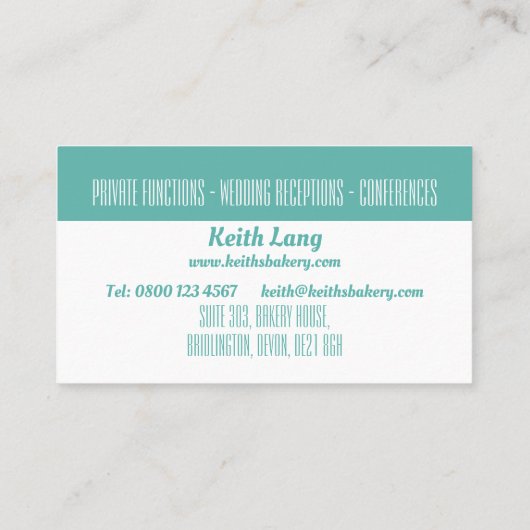 Chef Baker of Pastry Chef Professional Visitekaartje (Achterkant)