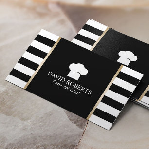 Chef Bakery Catering Modern Black & White Stripes Visitekaartje