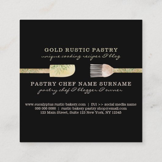 Chef bakkerij catering bedankt vierkante visitekaartje (Achterkant)