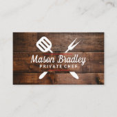 Chef | BBQ-koking | Achtergrond hout Visitekaartje (Voorkant)