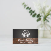 Chef | BBQ-koking | Houtachtergrond Visitekaartje (Staand voorkant)