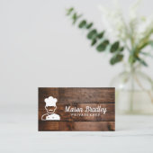 chef | BBQ LOGO | Houten achtergrond Visitekaartje (Staand voorkant)