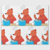Chef Beer Kooksoep Leuke Dierlijke Keuken Cadeaupapier (Vlak)