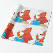 Chef Beer Kooksoep Leuke Dierlijke Keuken Cadeaupapier (Uitgerold)