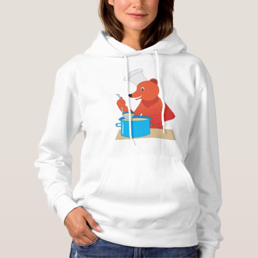 Chef Beer Kooksoep Leuke Dierlijke Keuken Hoodie (Voorkant)