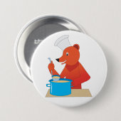Chef Beer Kooksoep Leuke Dierlijke Keuken Ronde Button 7,6 Cm (Voorkant /achterkant)