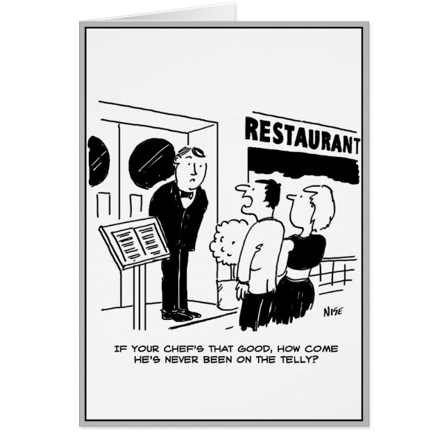 Chef bij restaurant nooit op televisie cartoon (Voorkant)