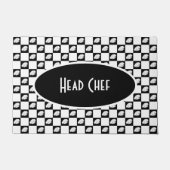 Chef Black en White Checkered Kitchen Deurmat (Voorkant)