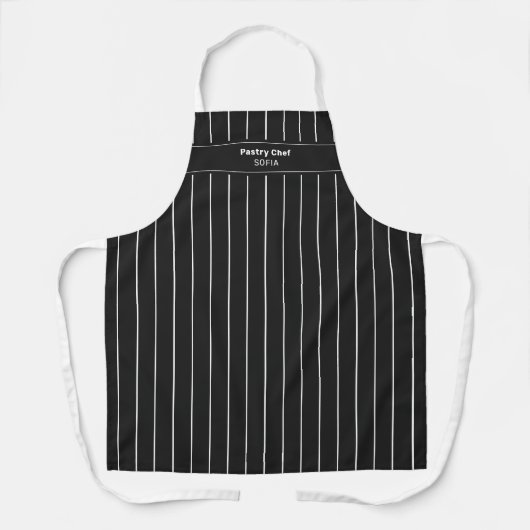Chef Black en White Stripes Schort (Voorkant)