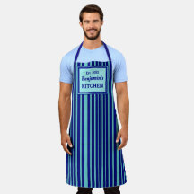 Chef Blue Stripe geometrisch patroon personalisere