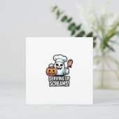 Chef Boo – Spooky Cute Halloween Ghost Spoon Kaart (Staand voorkant)