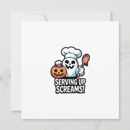 Chef Boo – Spooky Cute Halloween Ghost Spoon Kaart (Voorkant)