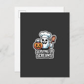 Chef Boo – Spooky Cute Halloween Ghost Spoon Uitnodiging Briefkaart (Voorkant / Achterkant)