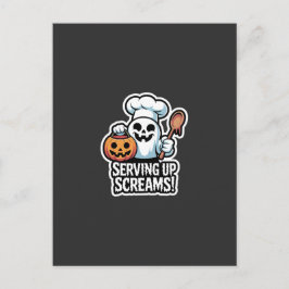 Chef Boo – Spooky Cute Halloween Ghost Spoon Uitnodiging Briefkaart