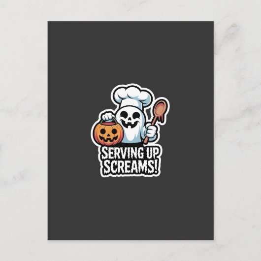 Chef Boo – Spooky Cute Halloween Ghost Spoon Uitnodiging Briefkaart (Voorkant)