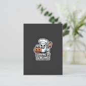 Chef Boo – Spooky Cute Halloween Ghost Spoon Uitnodiging Briefkaart (Staand voorkant)