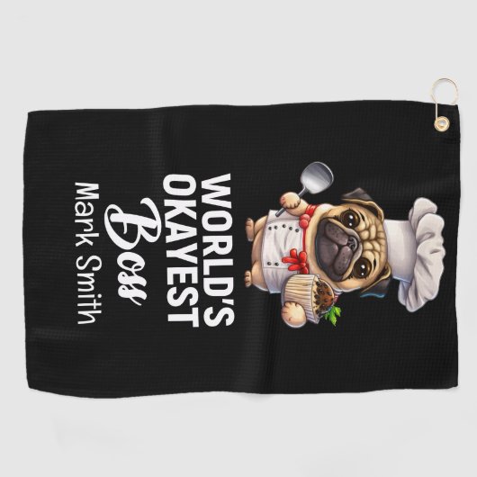 Chef Boss's Day World's Okayest Boss Golf Towel Golfhanddoek (Horizontaal)