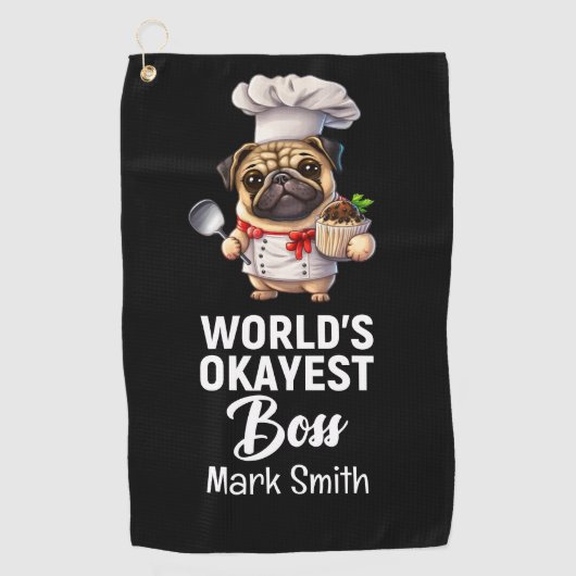Chef Boss's Day World's Okayest Boss Golf Towel Golfhanddoek (Voorkant)