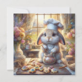 Chef Bunny Rainbow Strooit Paaskoekjes Feestdagenkaart (Voorkant)