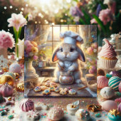 Chef Bunny Rainbow Strooit Paaskoekjes Feestdagenkaart