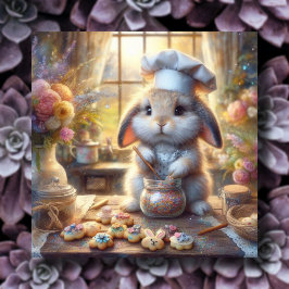 Chef Bunny Rainbow Strooit Paaskoekjes Feestdagenkaart