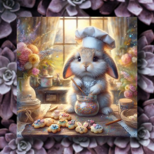 Chef Bunny Rainbow Strooit Paaskoekjes Feestdagenkaart