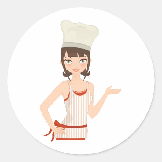 Chef-bust Ronde Sticker (Voorkant)