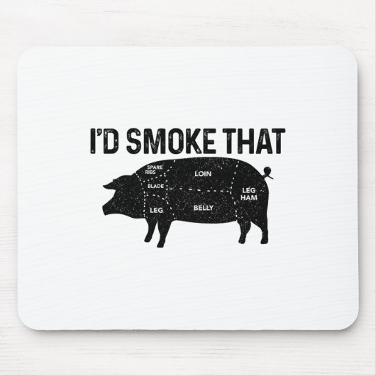 Chef Butcher BBQ Ik rookte dat varkensvarken grapp Muismat (Voorkant)