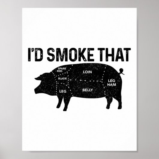 Chef Butcher BBQ Ik rookte dat varkensvarken grapp Poster (Voorkant)