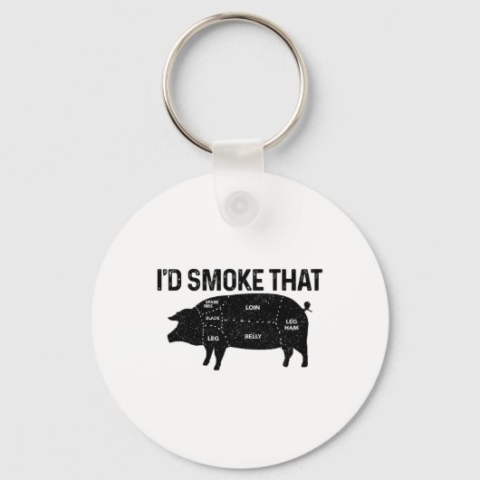 Chef Butcher BBQ Ik rookte dat varkensvarken grapp Sleutelhanger (Voorkant)