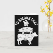 Chef Butcher BBQ Ik rookte dat varkensvlees grappi Kaart (Gele Bloem)