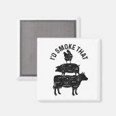 Chef Butcher BBQ Ik rookte dat varkensvlees grappi Magneet (Voorkant / Achterkant)