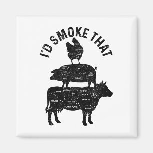 Chef Butcher BBQ Ik rookte dat varkensvlees grappi Magneet