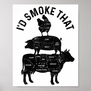Chef Butcher BBQ Ik rookte dat varkensvlees grappi Poster