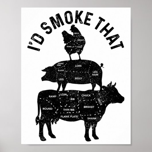 Chef Butcher BBQ Ik rookte dat varkensvlees grappi Poster (Voorkant)