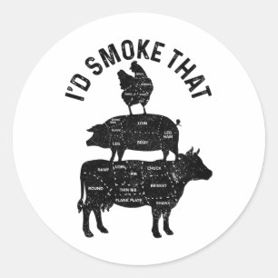 Chef Butcher BBQ Ik rookte dat varkensvlees grappi Ronde Sticker