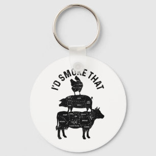 Chef Butcher BBQ Ik rookte dat varkensvlees grappi Sleutelhanger