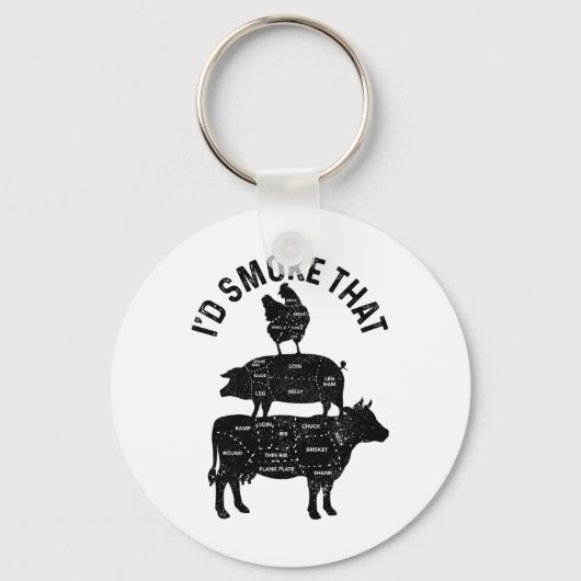 Chef Butcher BBQ Ik rookte dat varkensvlees grappi Sleutelhanger (Voorkant)