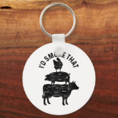 Chef Butcher BBQ Ik rookte dat varkensvlees grappi Sleutelhanger (Voorkant)