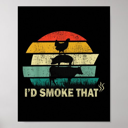 Chef Butcher Cook Bbq ID roke die Koe rundvlees gr Poster (Voorkant)