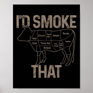 Chef Butcher Cook Bbq ID roke die Koe rundvlees gr Poster