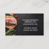 Chef Butcher Logo | Biefstuk op houten Visitekaart Visitekaartje (Achterkant)