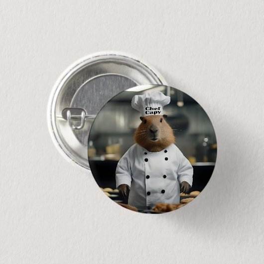"Chef Capy: De Paschef Capybara Extraordinaire Ronde Button 3,2 Cm (Voorkant /achterkant)