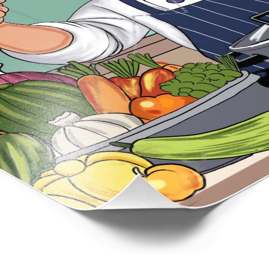 Chef cartoon procreate hand drawing  foto afdruk (Hoek)