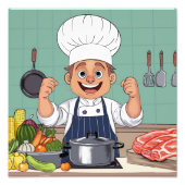 Chef cartoon procreate hand drawing  foto afdruk (Voorkant)