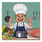 Chef cartoon procreate hand drawing  perfect poster (Voorkant)