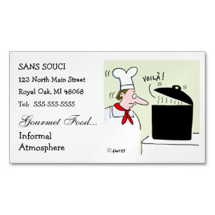 Chef Cartoon Schattige Funny Restaurant Catering Magnetisch Visitekaartje